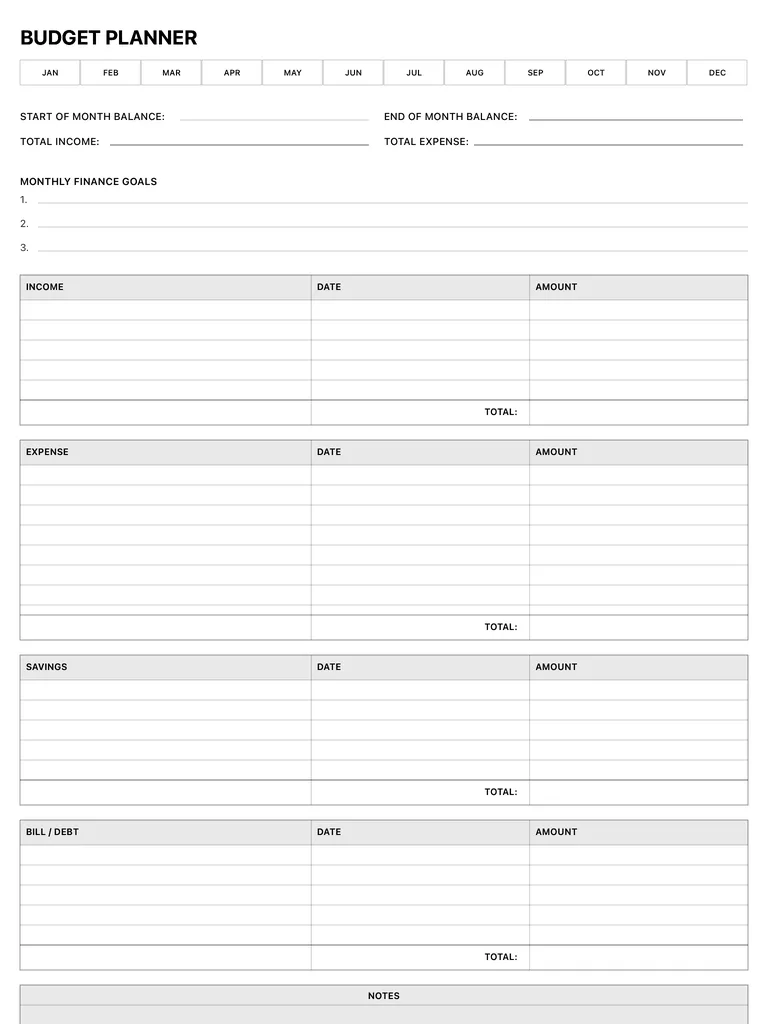 Budget Planner template preview