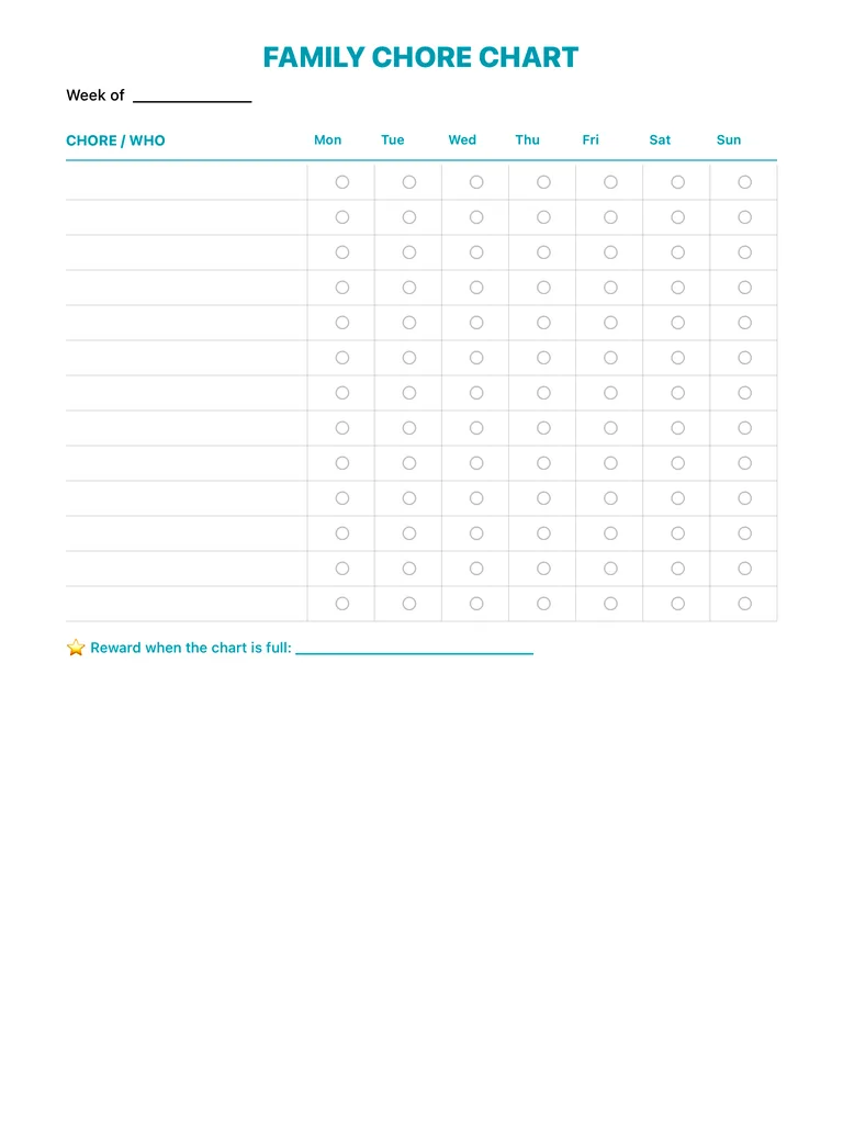 Chore Chart template preview