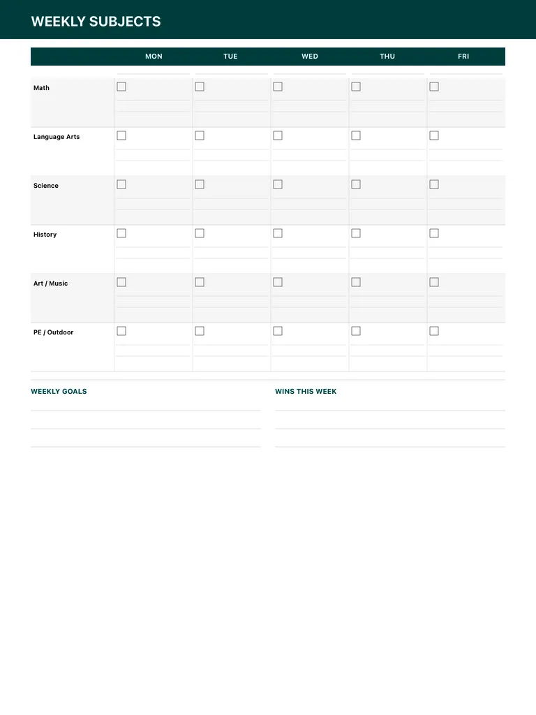 Homeschool Planner template preview