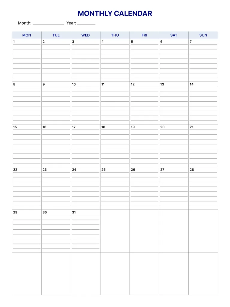 Monthly Planner template preview