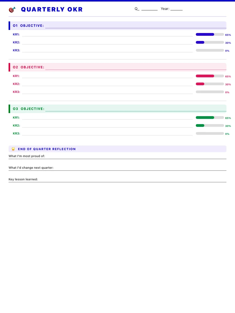 Quarterly Planner template preview