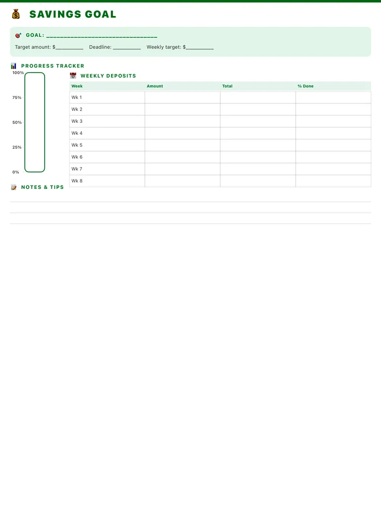 Savings Tracker template preview