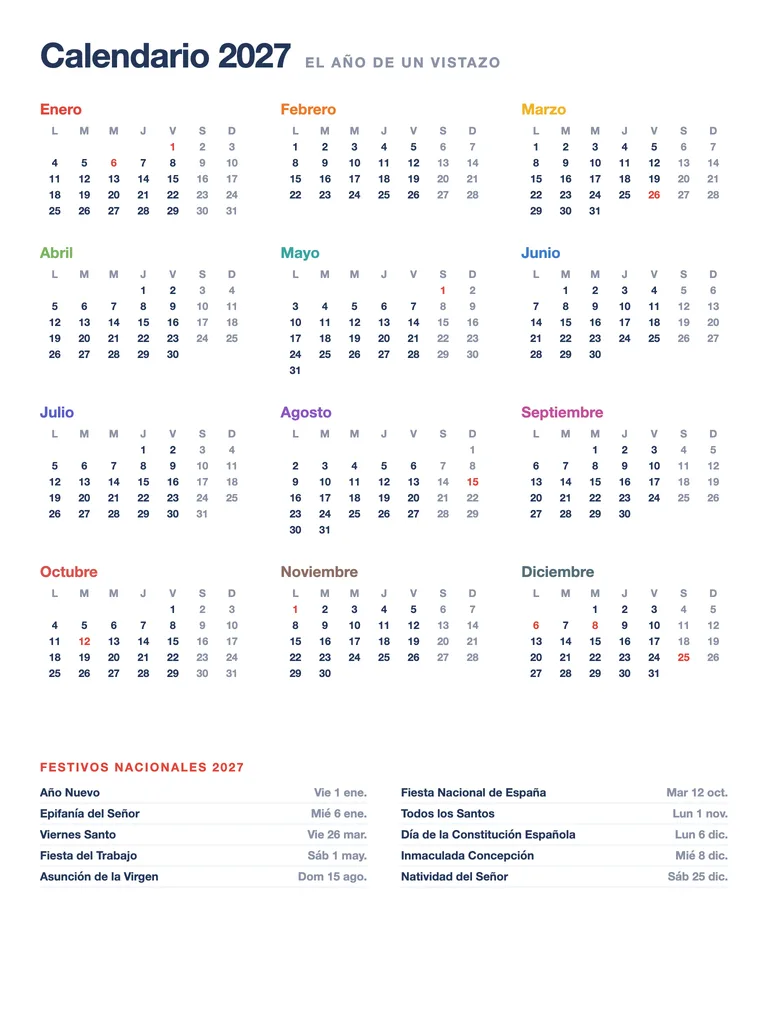 Calendario 2027 — year