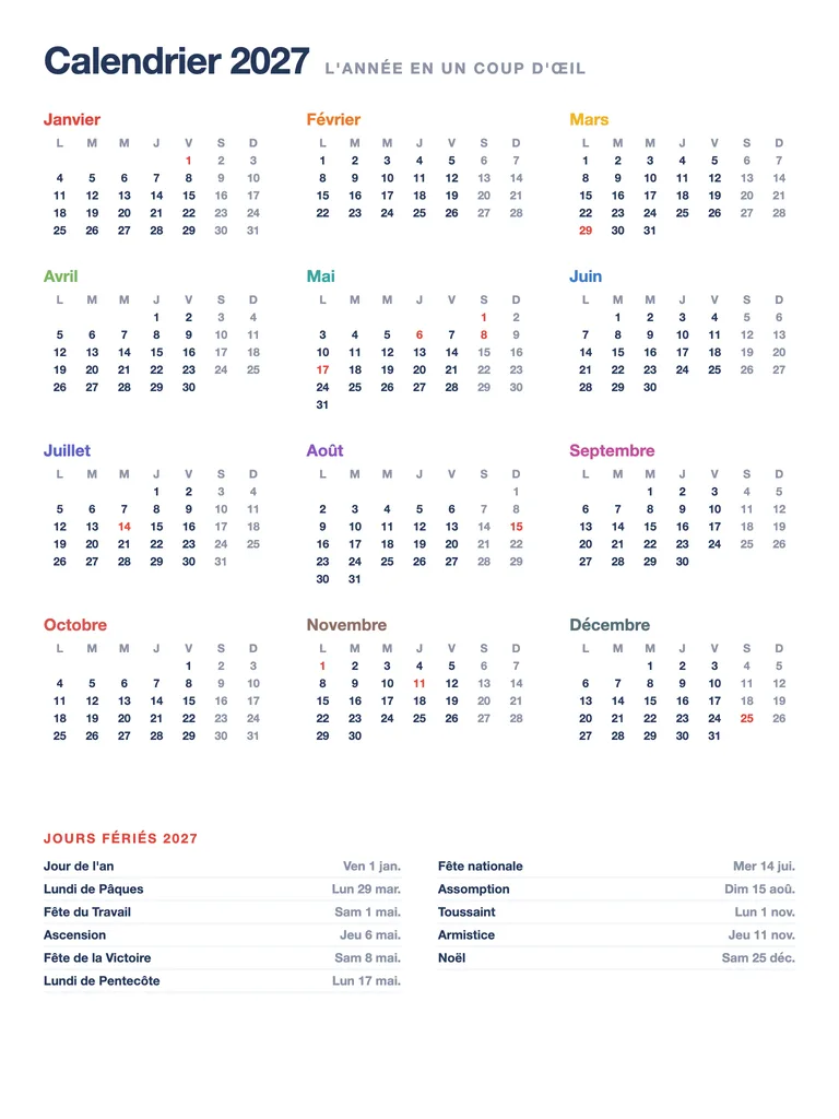 Calendrier 2027 — year
