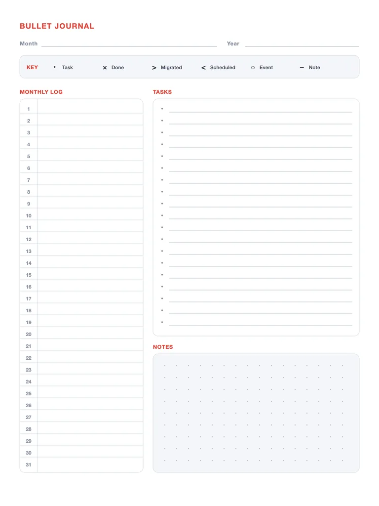 Bullet Journal Template template preview