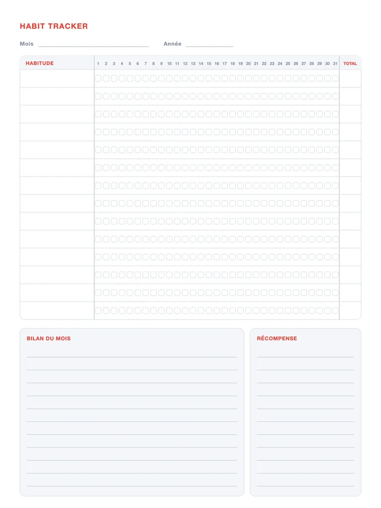 Habit tracker mensuel