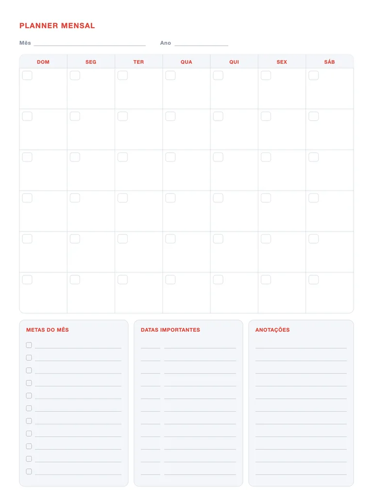 Planner mensal