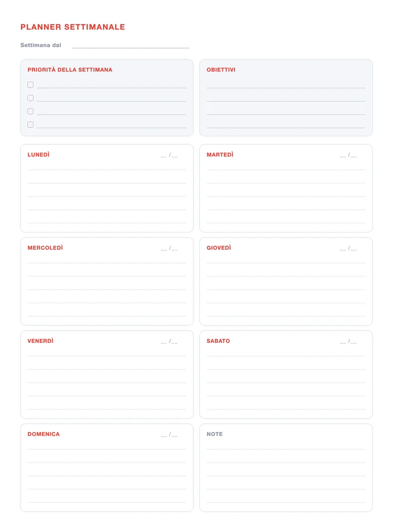 Planner settimanale