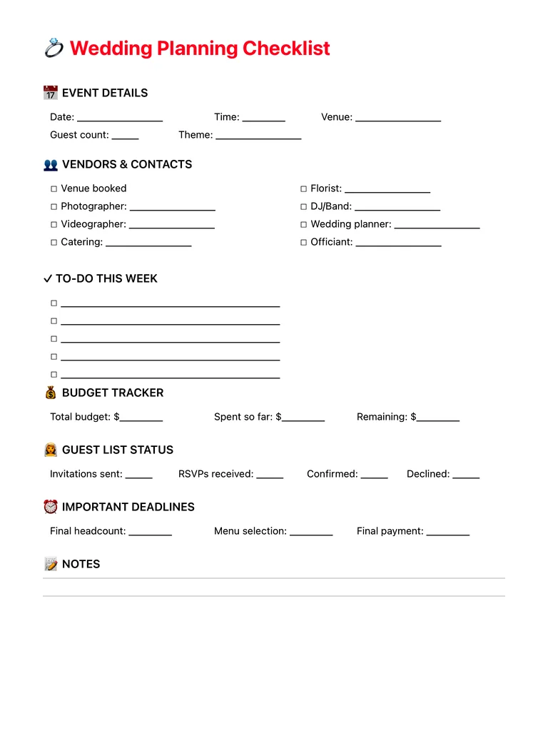 Wedding Planner Template template preview