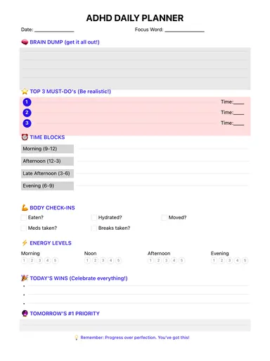 ADHD Planner preview