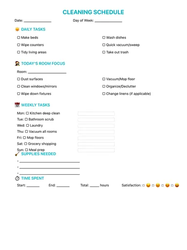Cleaning Schedule preview