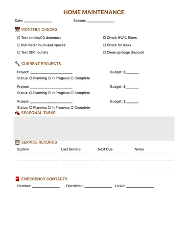 Home Maintenance Checklist preview