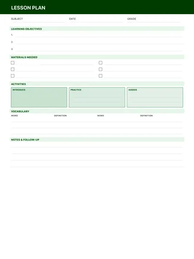 Lesson Plan Template preview