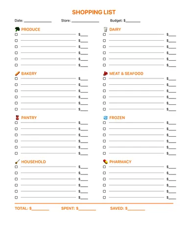 Grocery List Template preview