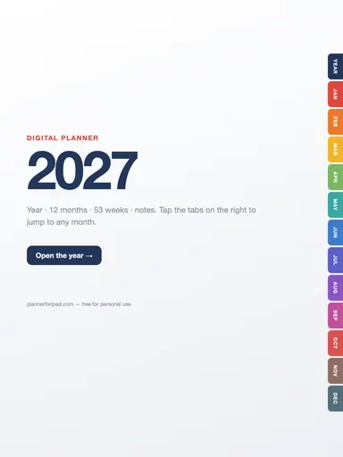 2027 Digital Planner — Cover page