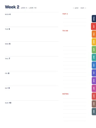 2027 Digital Planner — Week page