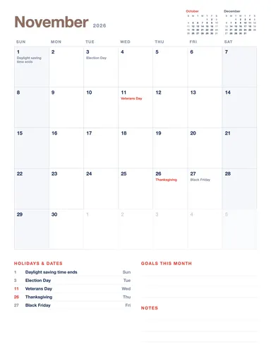 November 2026 Calendar preview