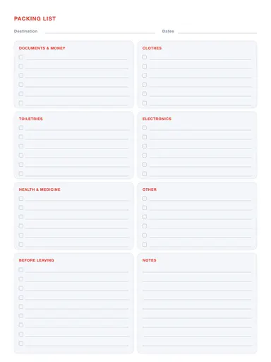 Packing List Template preview
