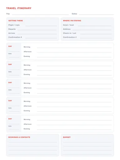 Travel Itinerary Template preview