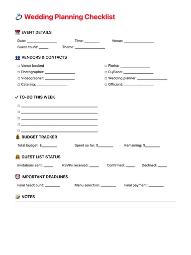 Wedding Planner Template preview